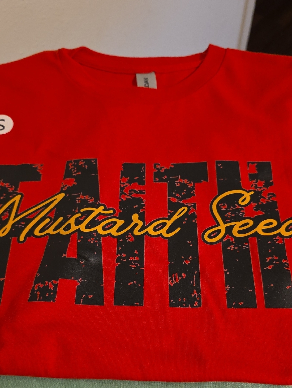 Mustard Seed Red Tee with Black and Yellow Graphic